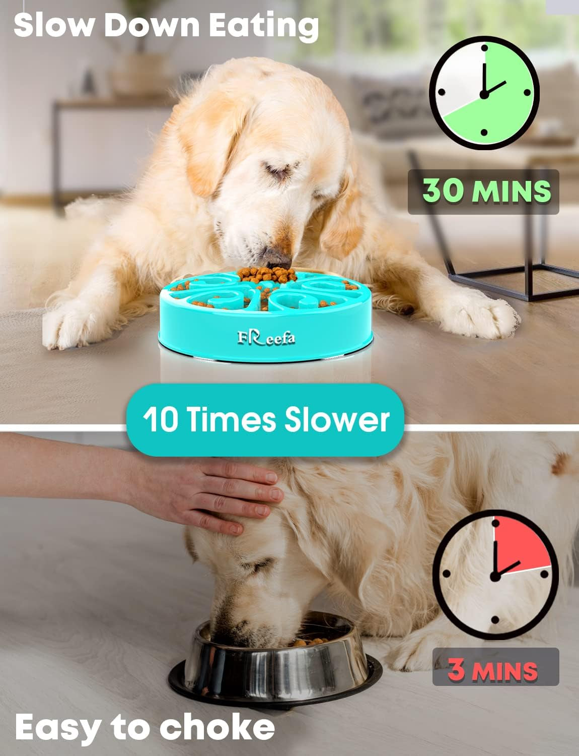 Interactive Slow Feeder Dog Bowls - 2 Cup Puzzle Maze for All Breeds, Perfect for Puppies and Cats