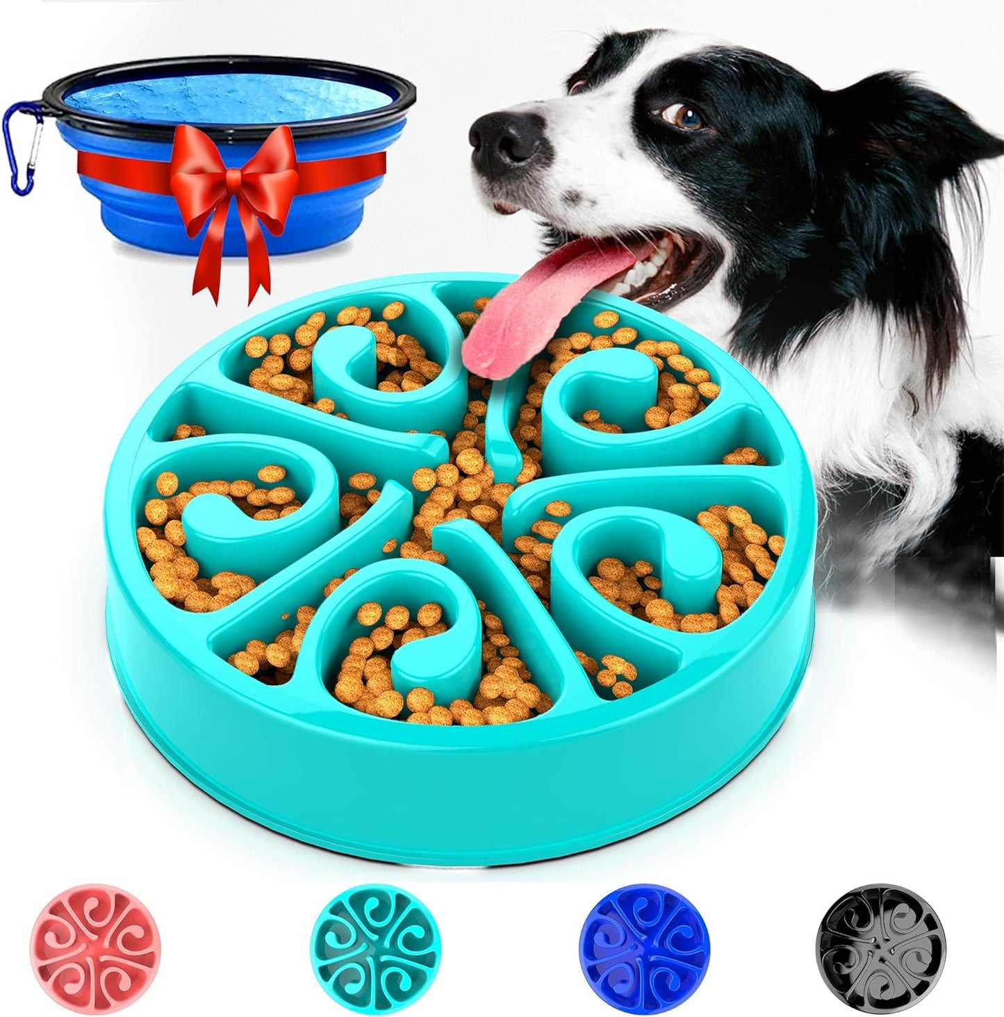 Interactive Slow Feeder Dog Bowls - 2 Cup Puzzle Maze for All Breeds, Perfect for Puppies and Cats