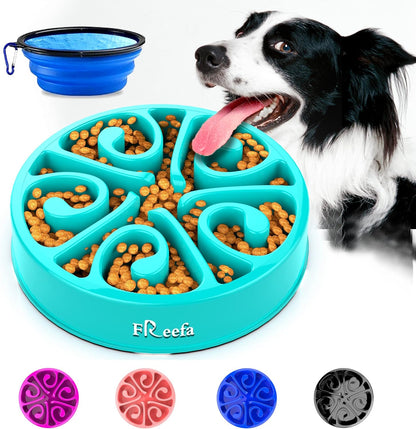Interactive Slow Feeder Dog Bowls - 2 Cup Puzzle Maze for All Breeds, Perfect for Puppies and Cats