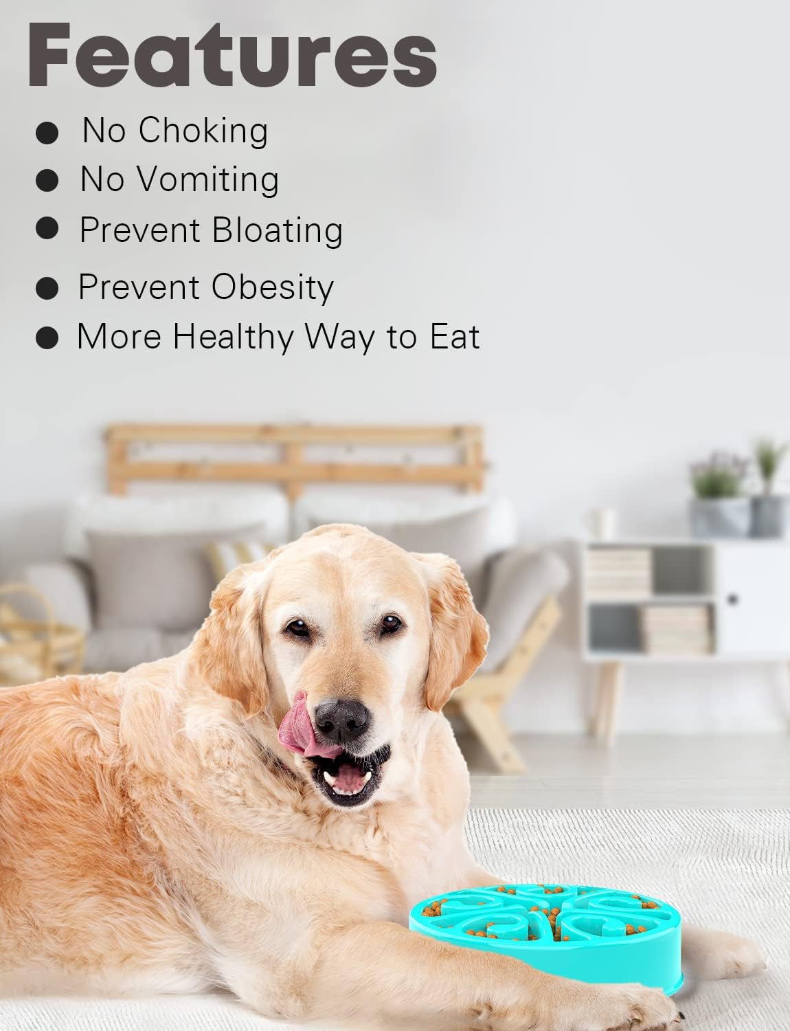 Interactive Slow Feeder Dog Bowls - 2 Cup Puzzle Maze for All Breeds, Perfect for Puppies and Cats