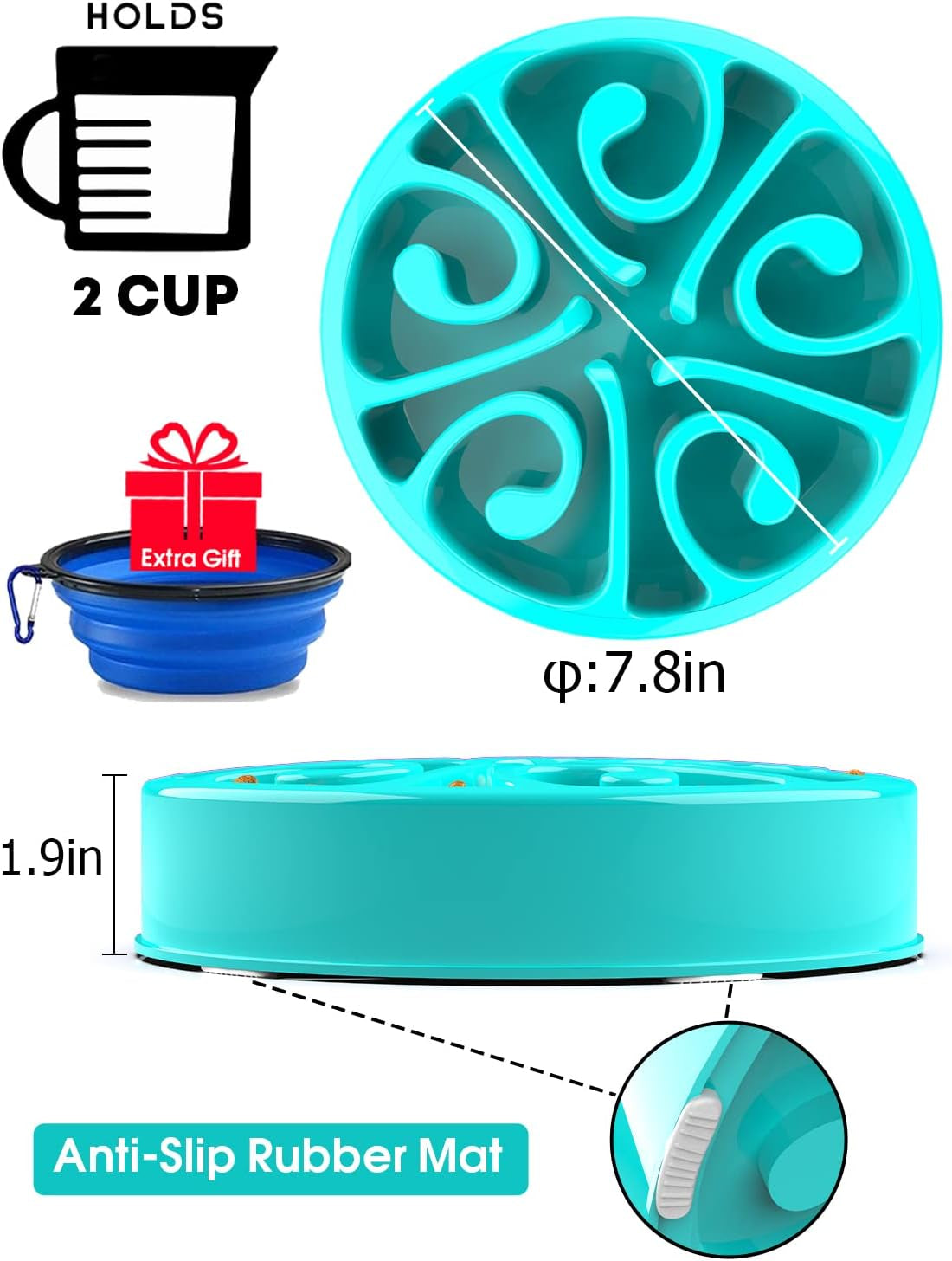 Interactive Slow Feeder Dog Bowls - 2 Cup Puzzle Maze for All Breeds, Perfect for Puppies and Cats
